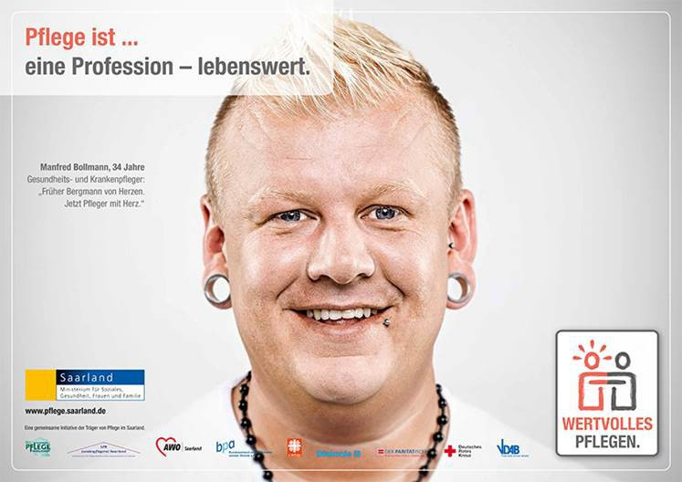 Manfred Bollmann - ein Gesicht der Imagekampagne - arbeitet als Krankenpfleger im CaritasKlinikum Saarbrücken
